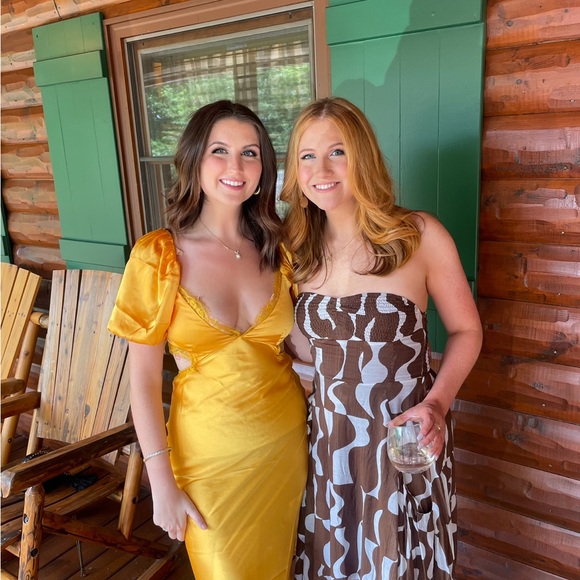 ASOS yellow satin midi dress - Picture 5 of 5